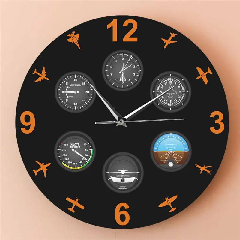 Modern Design Printing Wall Clocks Flight Instruments Aviation Aircraft Decoration Clocks Wall Clocks