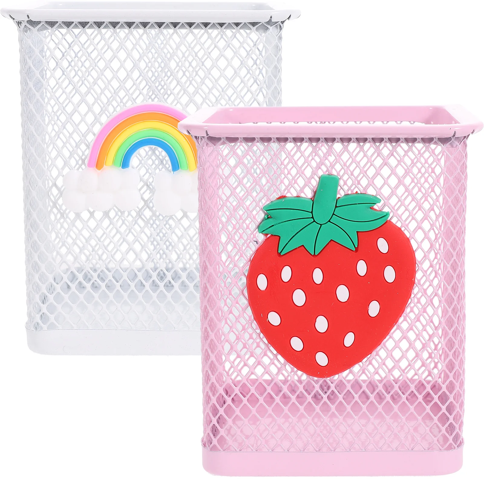 

2pcs Metal Mesh Pen Holder Office Desk Organizer Pencil Cup Non-Slip Sturdy Large Capacity Home School Supplies Gift For