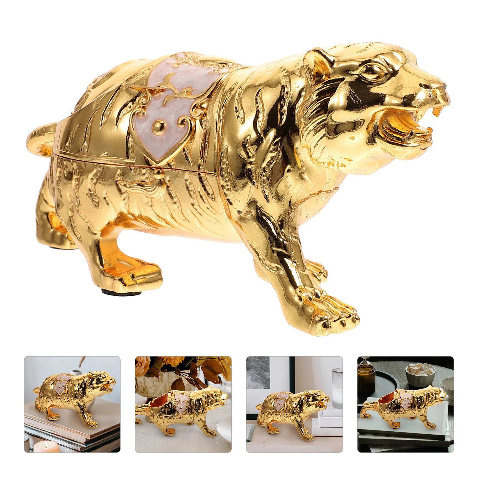 

Пепельница в форме тигра с крышкой, контейнер для окурков, держатель для окурков, из цинкового сплава, компактный размер, для использования в помещении, настольная, декоративная