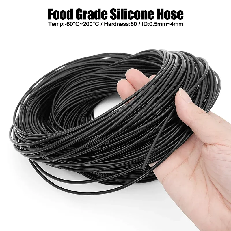 

Food Grade High Temp Resistant Silicone Capillary Tubing Black Flexible Non-Toxic ID 0.5-5mm 5M Hose for Lab Equipment