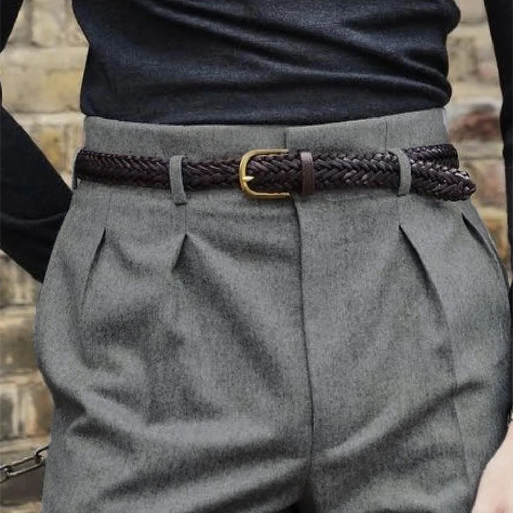 

2026 Fashion Design Luxury Hight Waisted Pants Intergrated Waist Style Custom Made Tailored Trousers High Waist Pants For Men