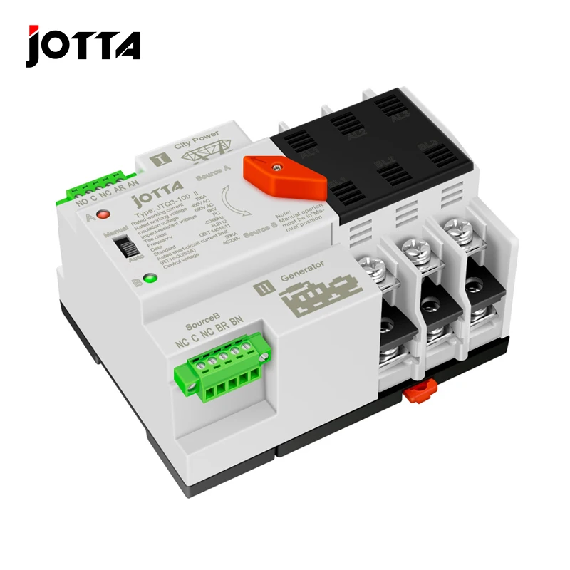 Jotta W2R-2P/3P/4P 100A 110V/220V Mini ATS Automatic Transfer Switch Electrical Selector Switches Dual Power Switch