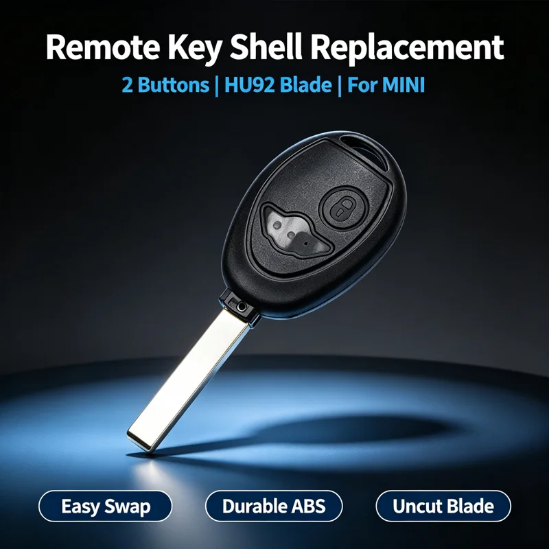 2 Button Car Remote Key Fob Shell Case Uncut Blank Blade Replacement Fit For Mini Cooper ONE S R50 R53 2002 2003 2004 2005 HU29