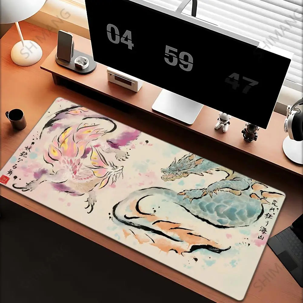 

Monster Hunter Wildlands Game Mouse Pad Tapetes de Mesa Teclado, Borracha Kawaii, Tapete de Mesa Antiderrapante, XXL,100x50cm