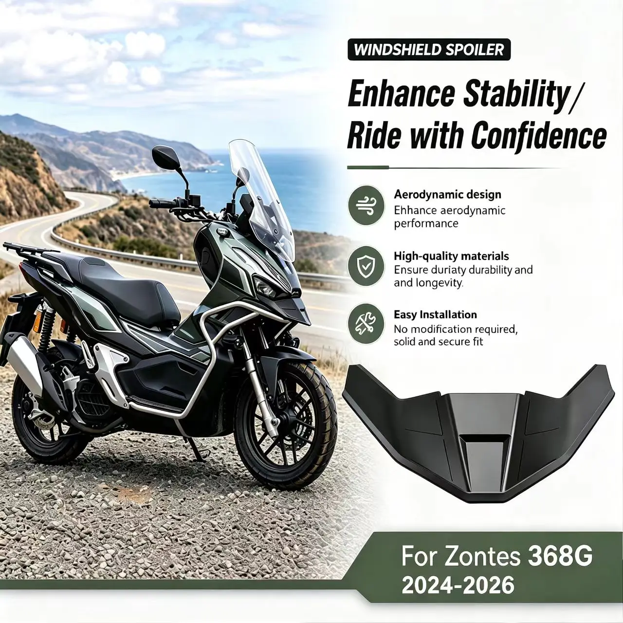 For ZONTES 368G 2026 G368 2025 368-G 2024Front Nose Fairing Beak Extender Cowl Protector Fender Wing Cover Protection Guards Kit
