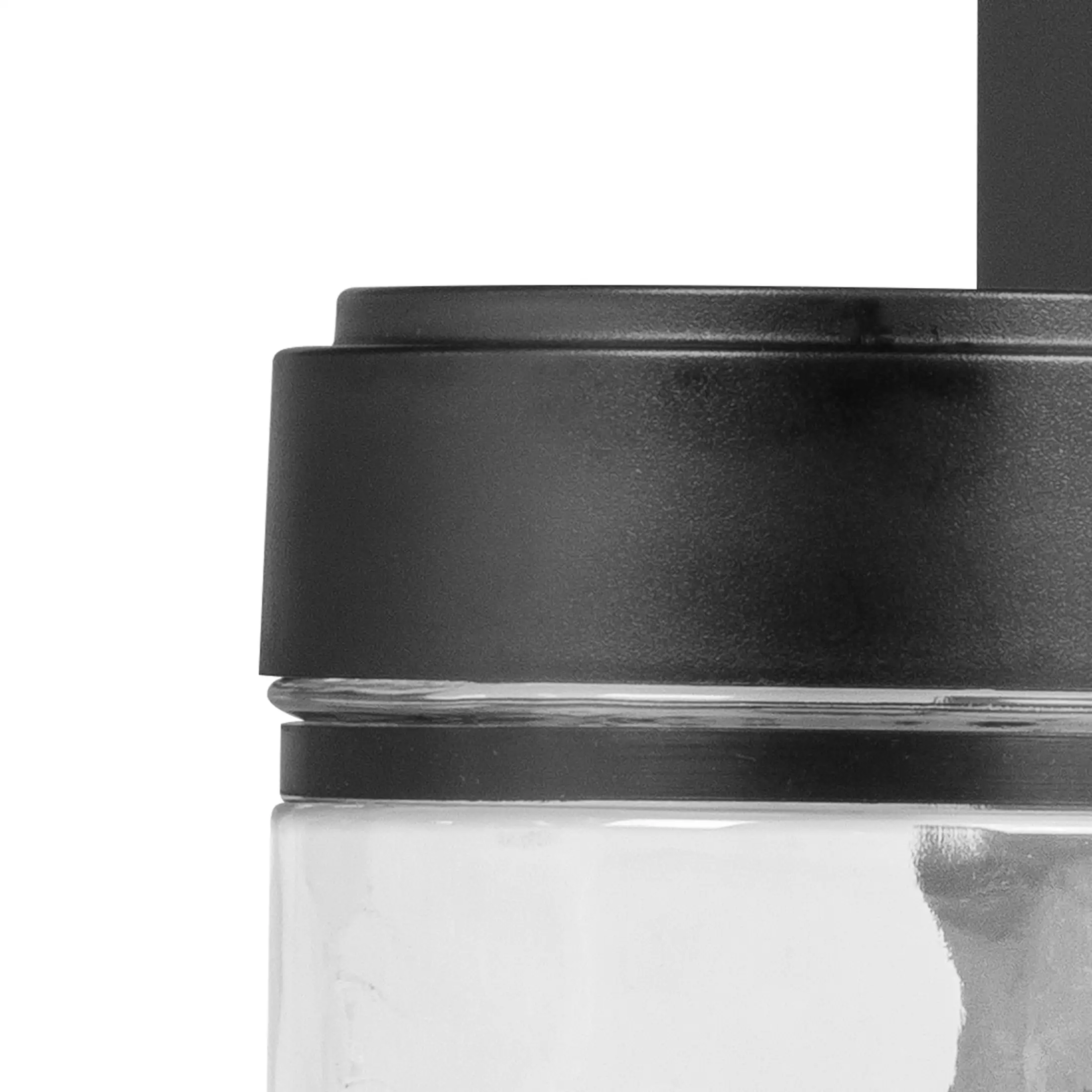 (Paquete de 2) Aplique de pared LED integrado negro para exteriores de 6", pantalla de cristal, 110 °   Ángulo de haz, 140 °   Diferencial de viga