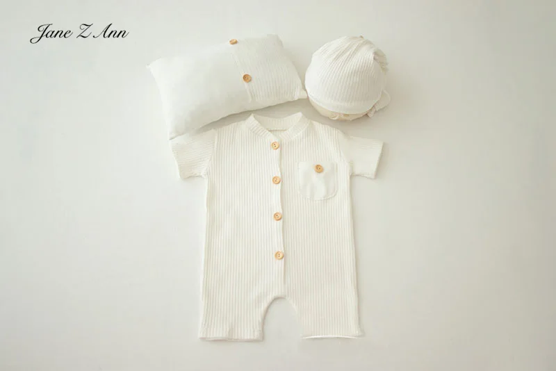 Pit Striped White Lace dress jumpsuit for boy girls posing pillow baby summer infant costume photography studio newborn