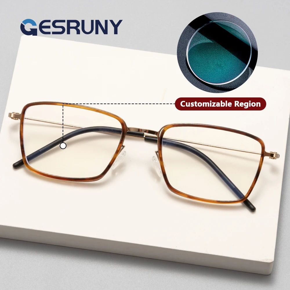 

Gesruny Square Frame Progressive Prescription Glasses Custom Photochromic Myopia Optical Lenses Eyeglasses Reading Eyewear
