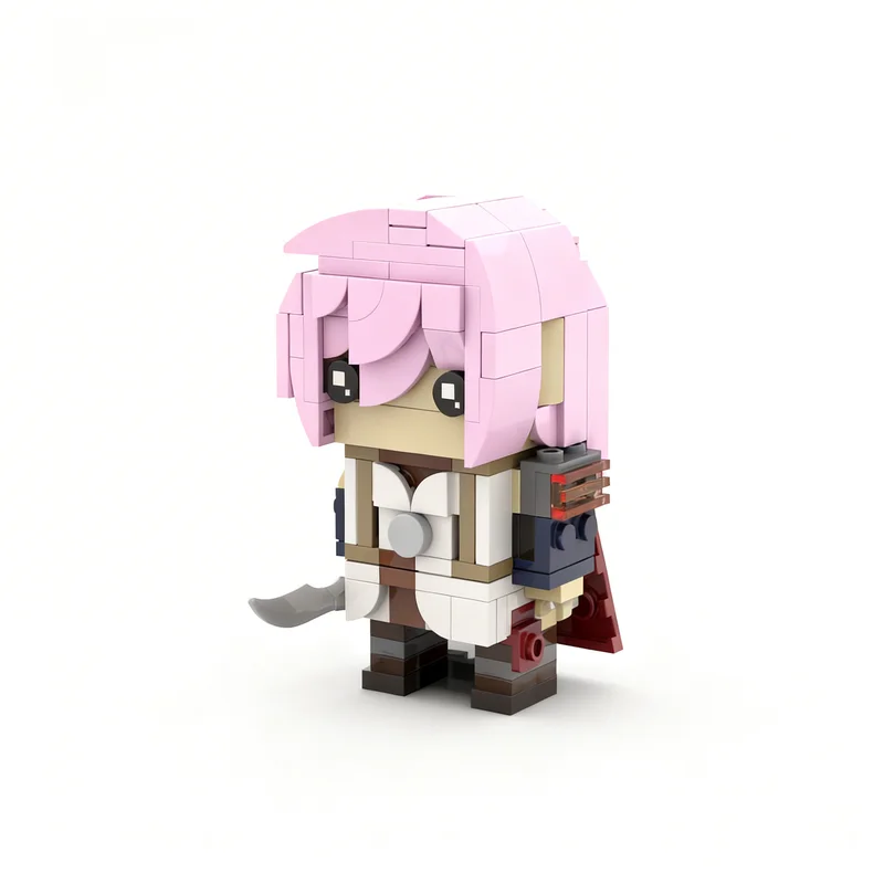 196pcs MOC Final Fantasy XIII BrickHeadz Lightning Brickheadz Model Toy Building Blocks Architecture Christmas Gift Idea Kids