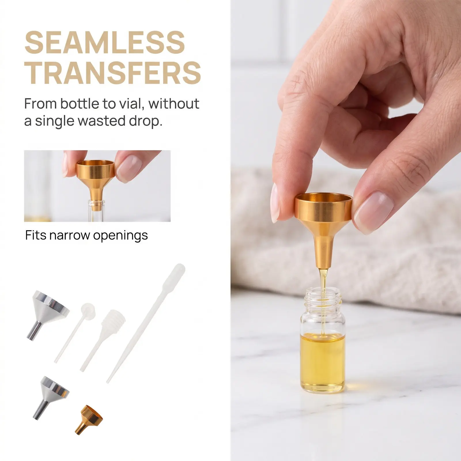 1Set Mini Funnels Metal Liquid Funnels for Small Bottle Filling Precision Pipette Dropper Essential Oil Craft Refill view 6