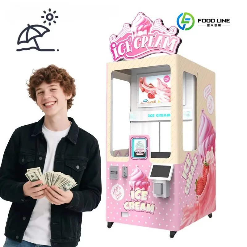 2026 New FL Custom Ice Cream Vending Machine Robotic China Automatic Soft Ice Cream Vending Machine Ice Cream Making Machine