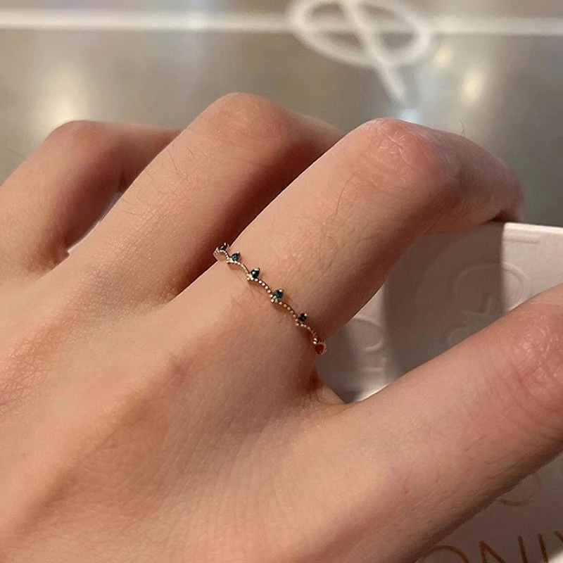 MEETSOFT Geometry Chic Wave Zircon Crown Fine Circle Adjustable Opening Ring for Women Fashion Jewelry Minimalist Accessories