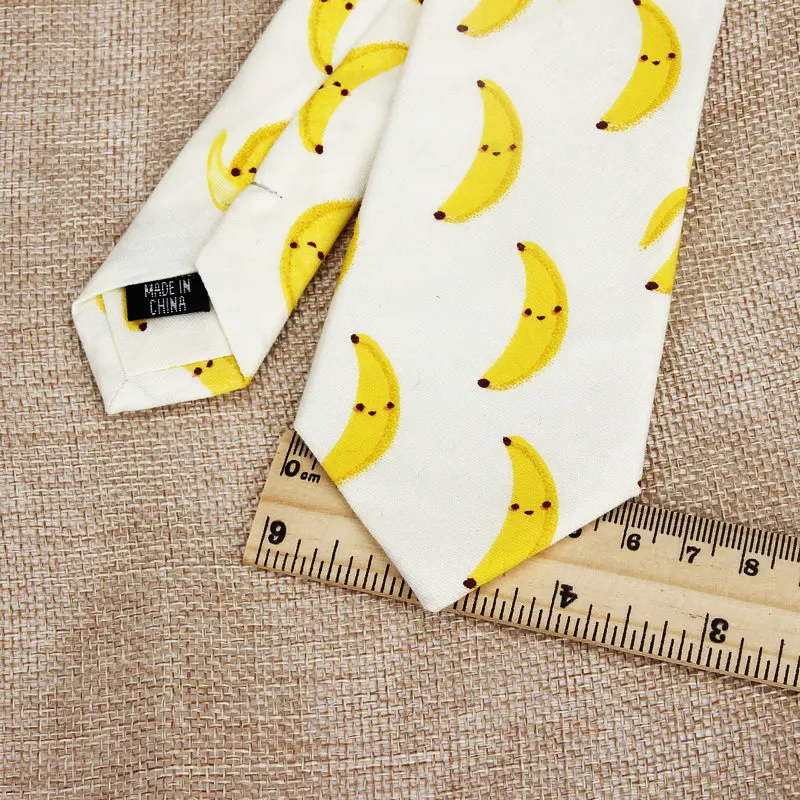 Cotton Men\'s Colourful Tie Banana Fruits Ties For Man Narrow Necktie Slim Skinny Cravate Narrow Thick Adults Women Neckties