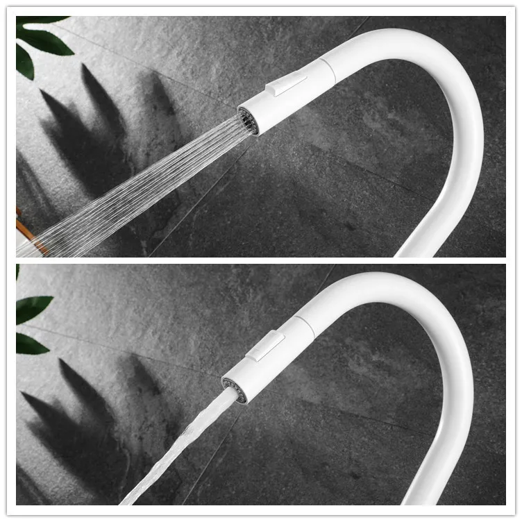 White Touch on Digital Kitchen Sink Faucet with Pull Down Sprayer Hot Cold Kitchen Mixer Tap Smart Sensor Touch Kitchen Faucets