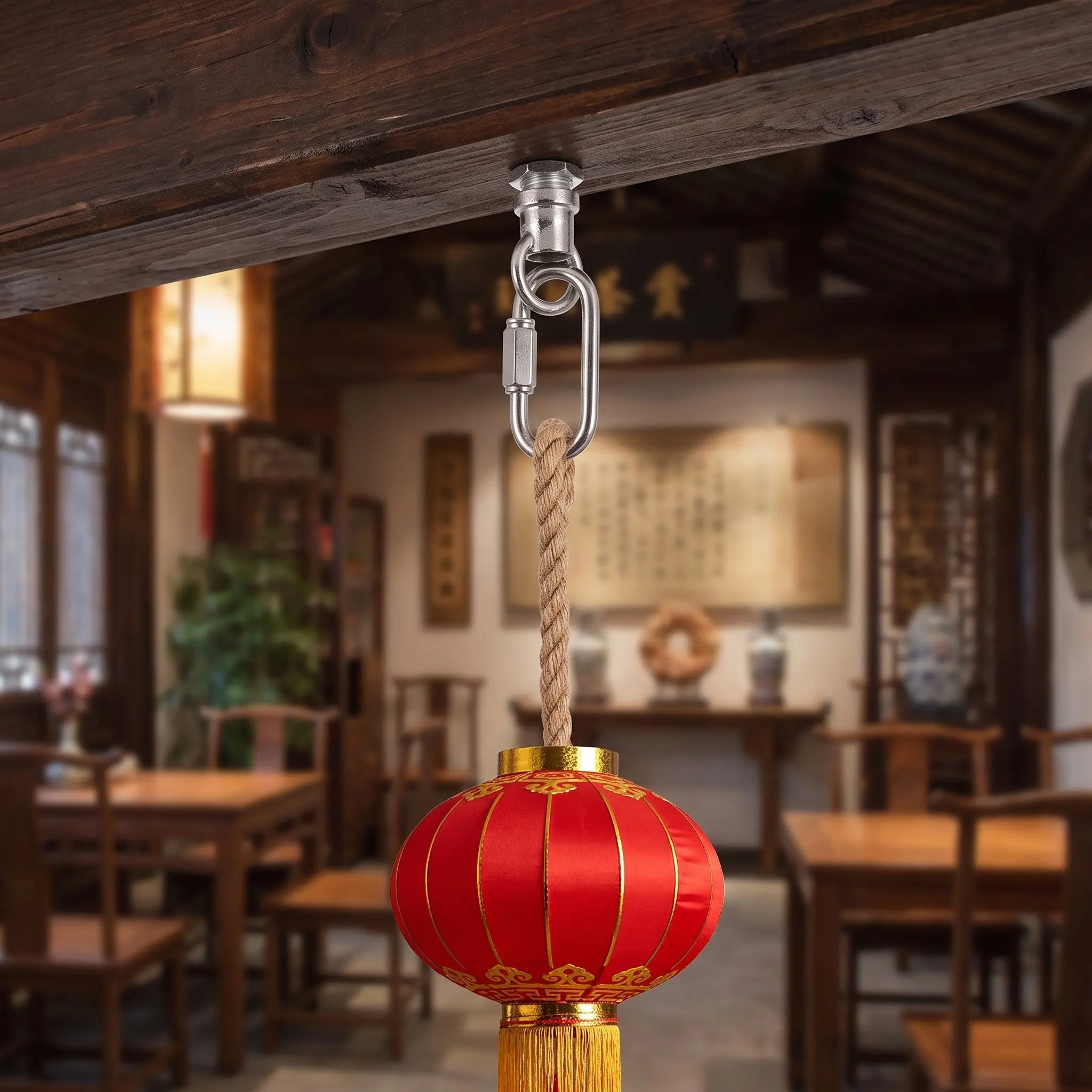 4Set Hanging Loop Chandelier Hook M10 Female Thread Closed Hook Ceiling Light Suspension Bull Nose Hanging Ring Pendant Light