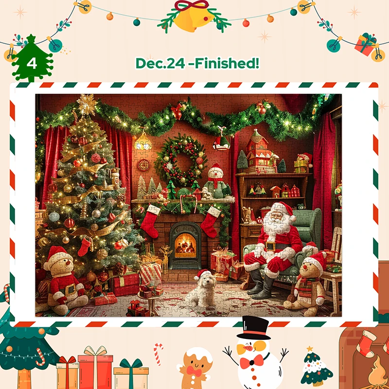 Christmas Advent Calendar 2024 1008 Pieces DIY Jigsaw Puzzle Christmas Celebration Countdown for Kids Adult Xmas Gift Home Decor