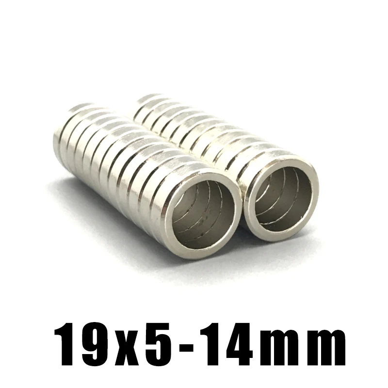 

2-500Pcs 19x5 Super Strong Round Neodymium Ring Magnets 19mm x 5mm Hole: 14 Rare Earth N35 19x5-14 ndfeb Neodymium 19*5-14