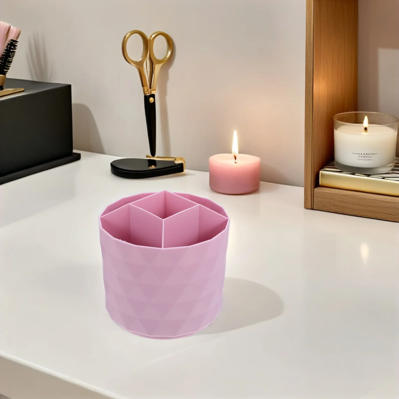 

2Pcs Rotatable Makeup Brush Organizer Compact Pen Cup Desktop Storage Holder Vanity Brush Holder Makeup Display Storage Box