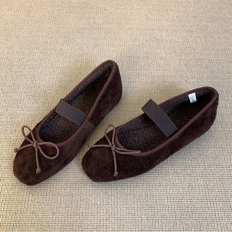 lamb-skin-mary-jane-ballet-flats-women's-early-spring-furry-cotton-oes-increased-height-5cm-knot-casual-oes