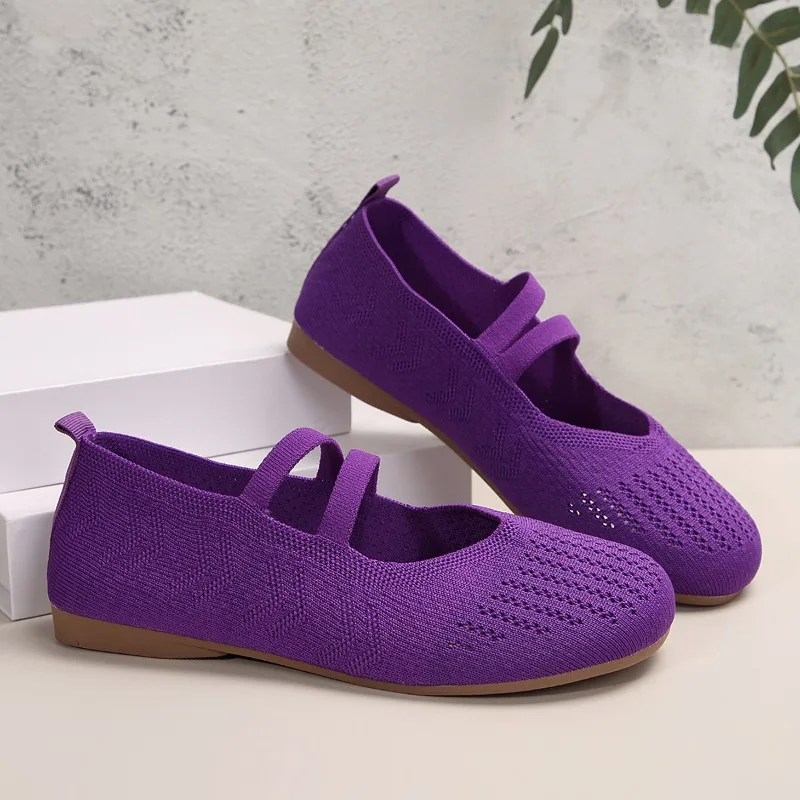 

Женские дышащие нескользящие износостойкие туфли на плоской подошве больших размеров с круглым носком и мелкой сеткой