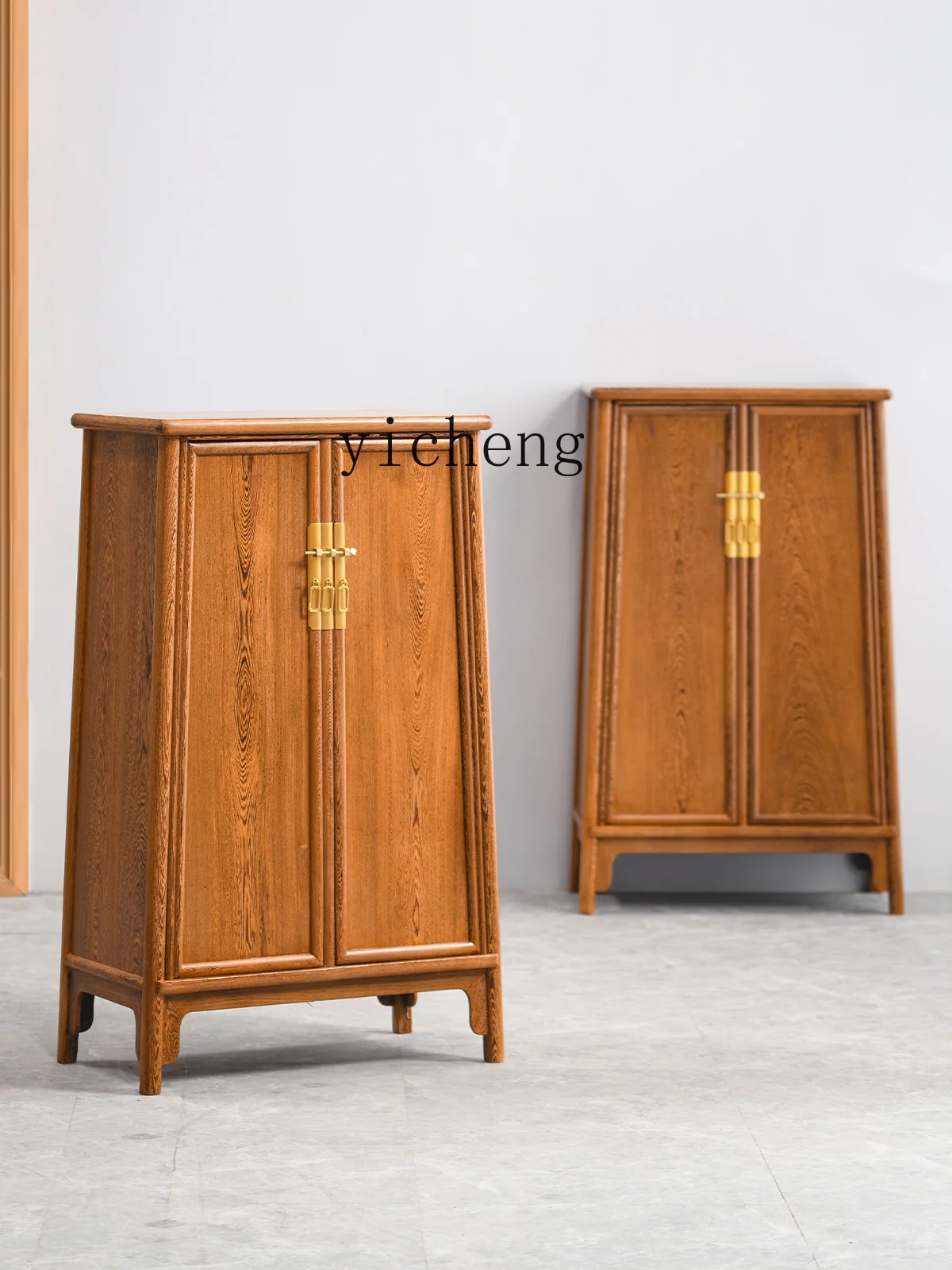 Tqh storage cabinet chicken wing wood rounded corner cabinet entrance all solid wood small storage household