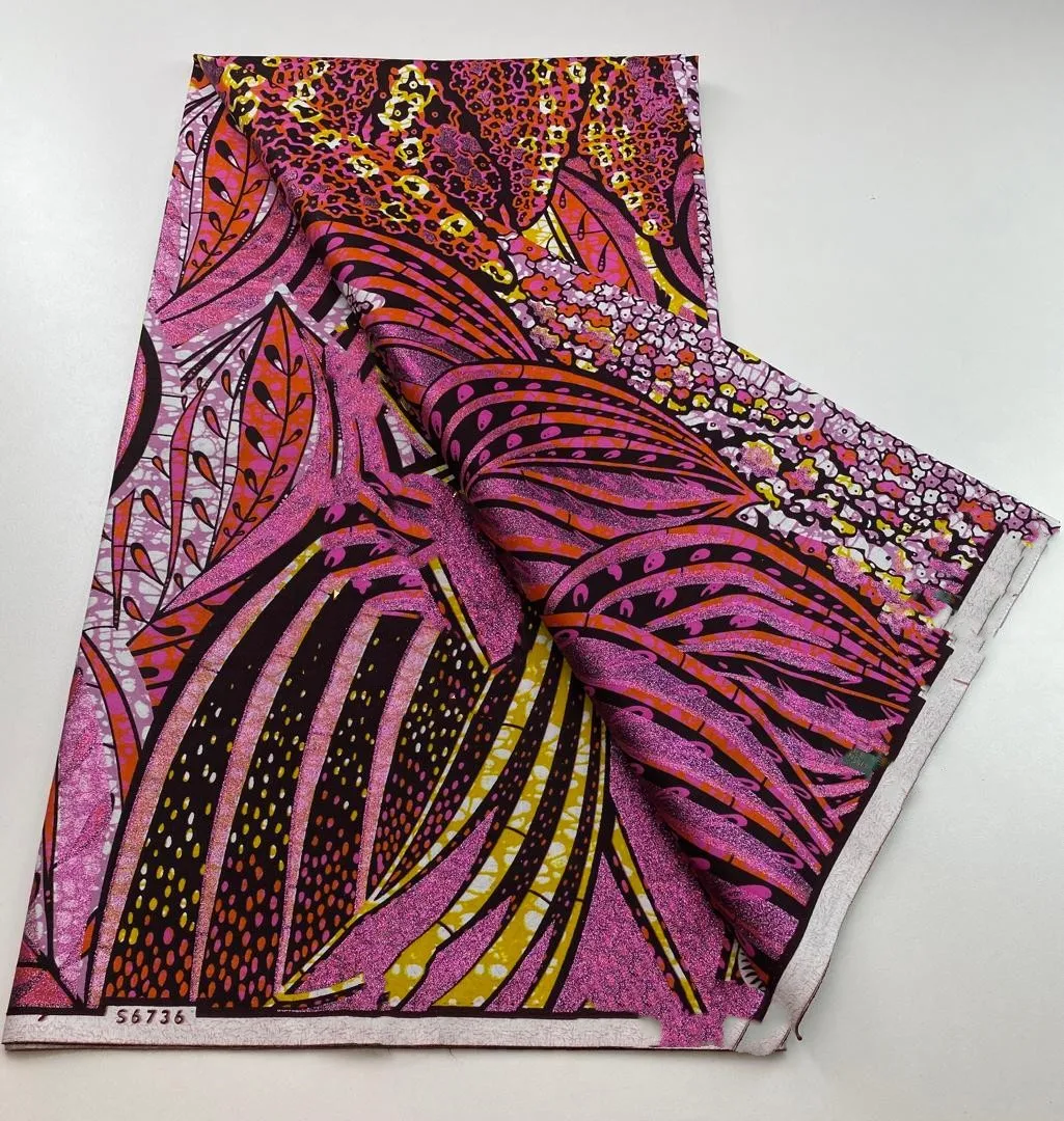 

100%Cotton Gold Print Fabric African Real Wax Fabric High Quality Soft Pagne Flash Gold Print Batik Nigeria Ankara Wax Fabric
