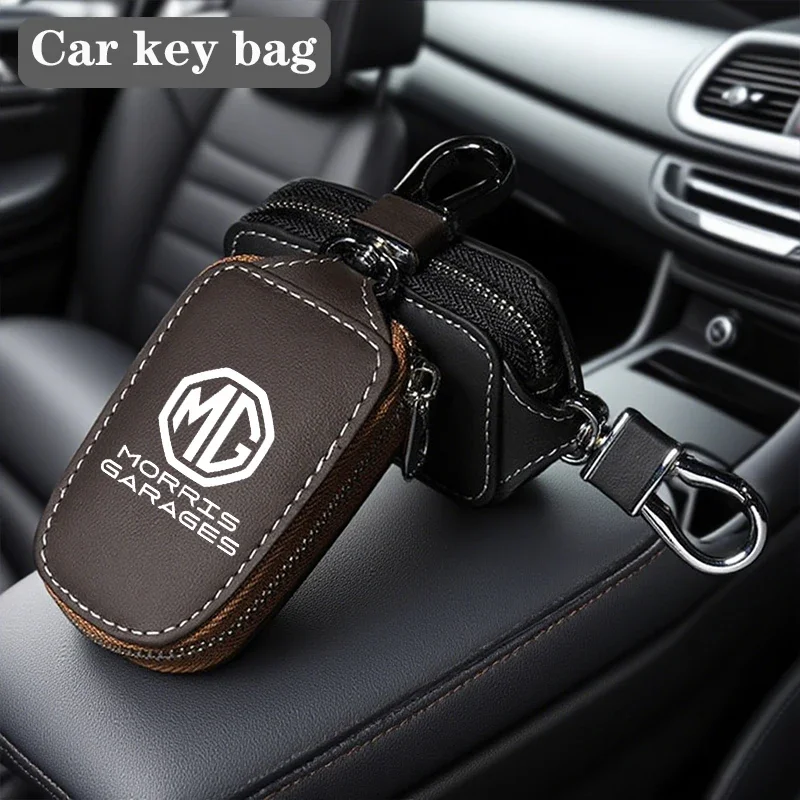 

1x Car Accessories Leather Car Key Case Remote Fob Cover For MG ZS HS GT MG3 MG5 MG6 MG7 RX5 Auto Keychain