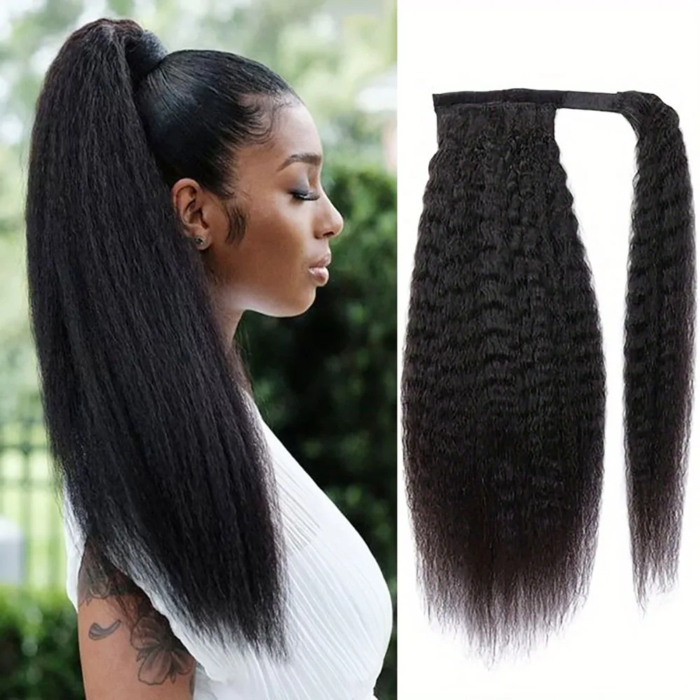 

Наращивание хвоста, человеческие волосы, странный прямой зажим, обертывание вокруг хвоста, добавьте длину, 8-30 дюймов, хвостики из человеческих волос