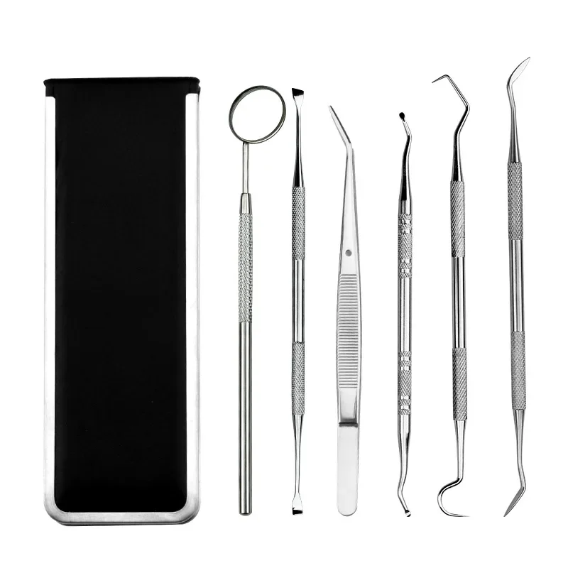

6 Piece Dental Hygiene Kit Tooth Scraper Cleaning and Tartar Remove Dental Teeth Examination Tools Kit