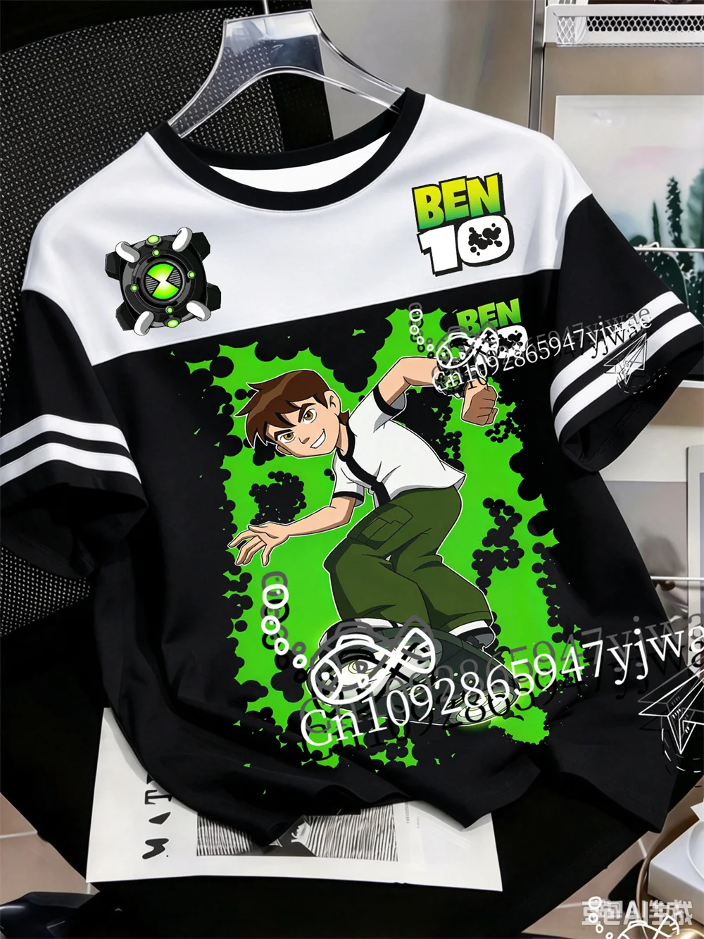 Anime Omnitrix Ben10 3D Ben Tennyson Cartoon Grafik Jersey O-Ausschnitt Atmungsaktive Sportbekleidung Sommer Erwachsene Kinder Harajuku T-Shirt – Detail 4