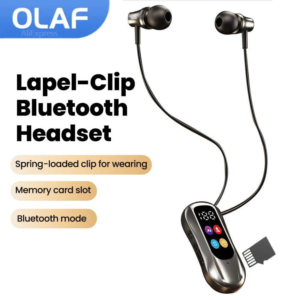 S30 Collar-Clip Bluetooth Headset Wireless Headphones With Mic HD Calling BT Earphones Variable Sound Earbuds Support SD Card — product photo 1 of 1