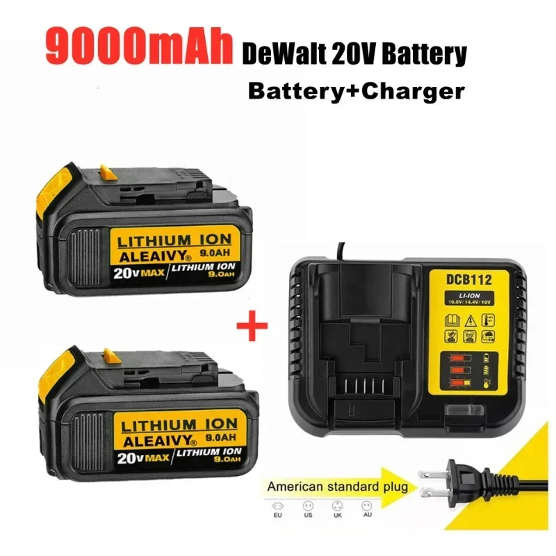 

18V 9.0Ah MAX Battery Power Tool Replacement for DeWalt DCB184 DCB181 DCB182 DCB200 20V 5A 18Volt 18 V Battery with Charger