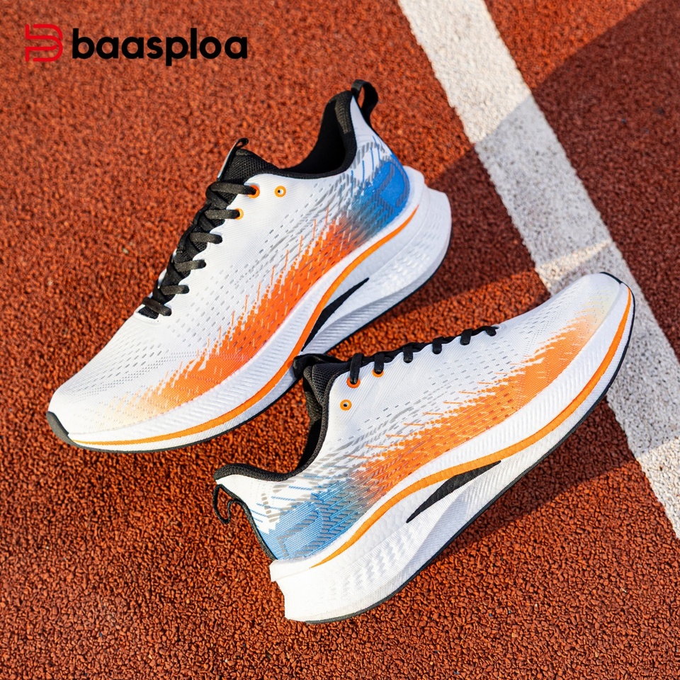  Baasploa Men Women Running Sneakers New Brand Carbon Plate Mesh Breathable Male Female Professional Training Unisex Sport Shoe 