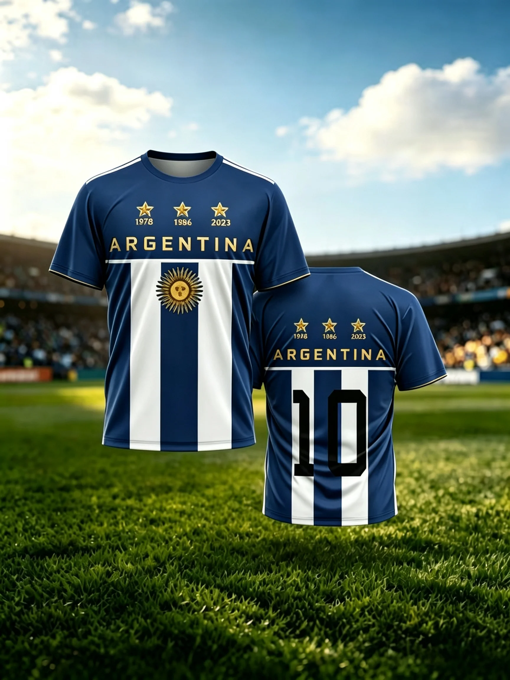 Men's soccer jersey T-shirt, personalized with the number 10 of Argentina's three-star team, quick-dry and breathable