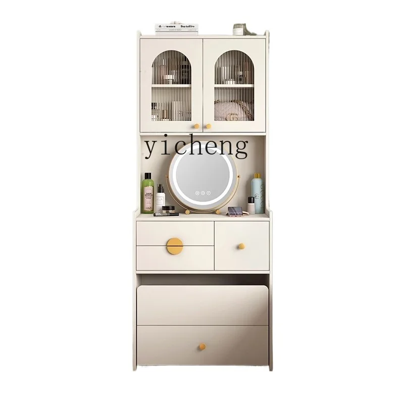 ZK Cream Style Stone Plate Dressing Table Locker Integrated Bedroom Mini Makeup Table Cosmetic Cabinet