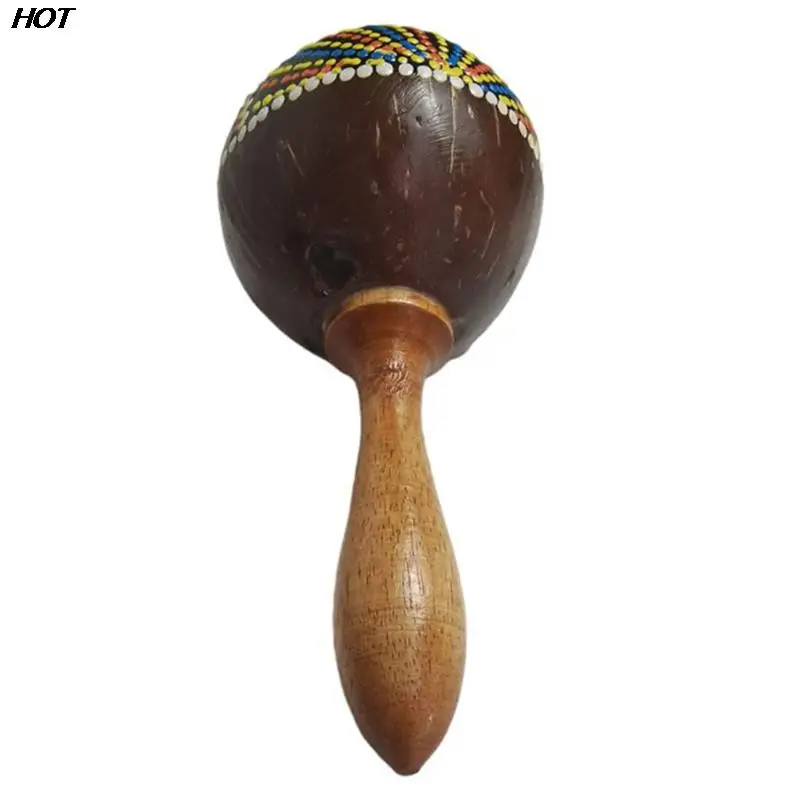 Coconut Shell Sand Hammer Shaker Hand Rattle Percussion Musical Instrument Toy Musical Instrument for Boys and Girls