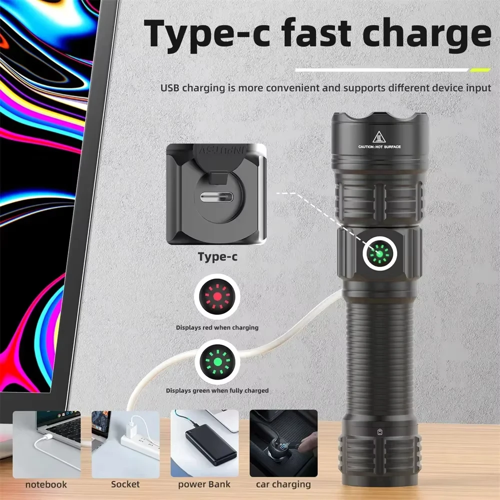 Super Flashlights Torches Ultra Powerful Flashlight USB Rechargeable Flash Light Night Scout Lights LED Zoom Tactical Lantern