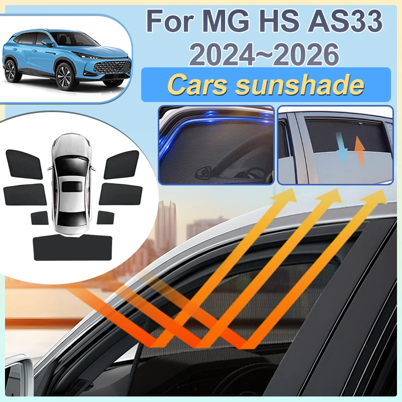 

For MG HS 2025 2024 2026 AS33 EHS Roewe RX5 Breathable Non-Stuffy Foldable Car Sunshade Side Window Sun Visor Covers Accessories