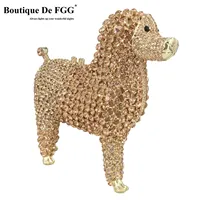 Boutique De FGG (in stock) Novelty Design Poodle Puppy Dog Women Crystal Cluch Evening Bags Party Dinner Handbags and Purses