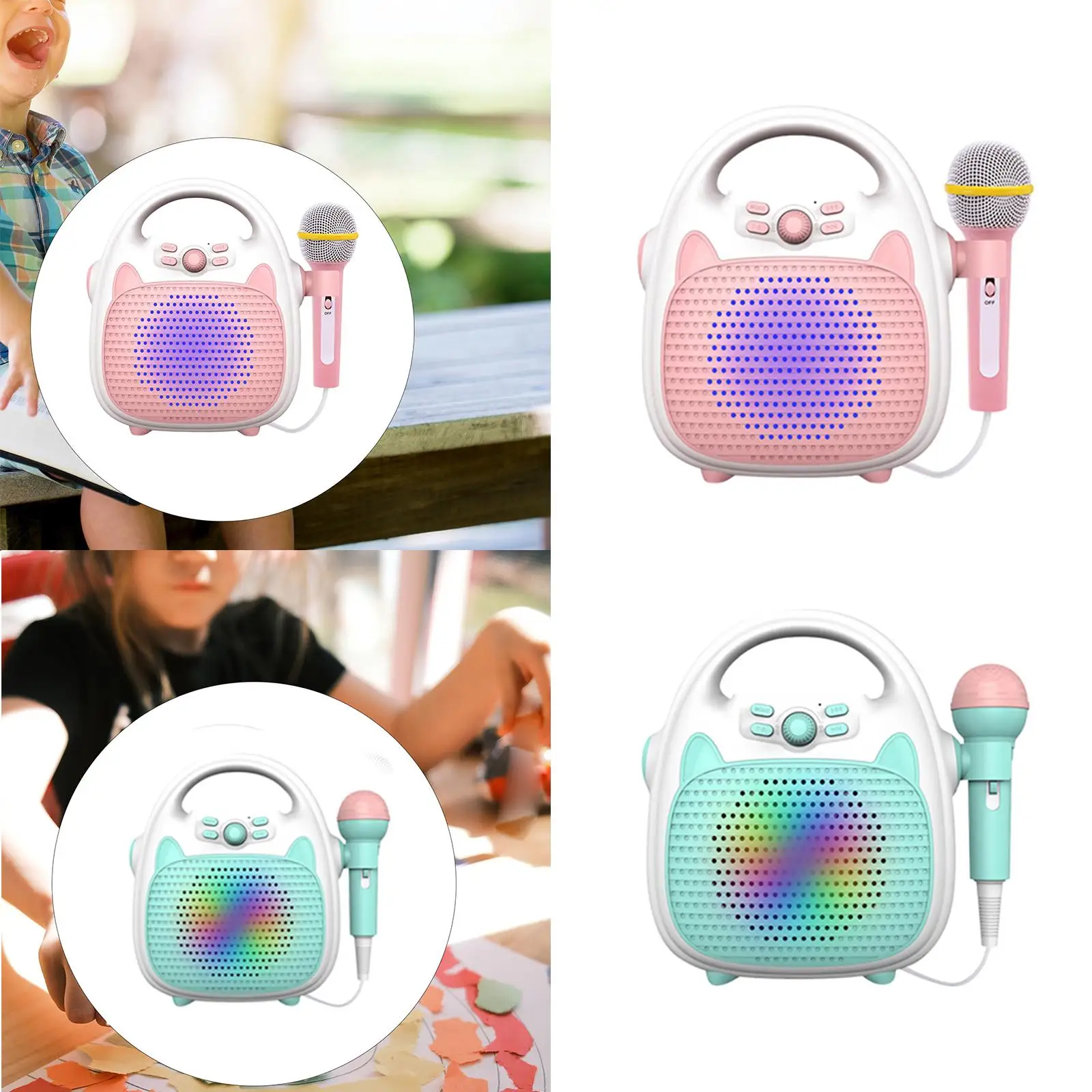 Kids Karaoke Machine with 1 Microphones Rechargeable Toys for ChildrenToddlers Build in LED  indoor and outdoor