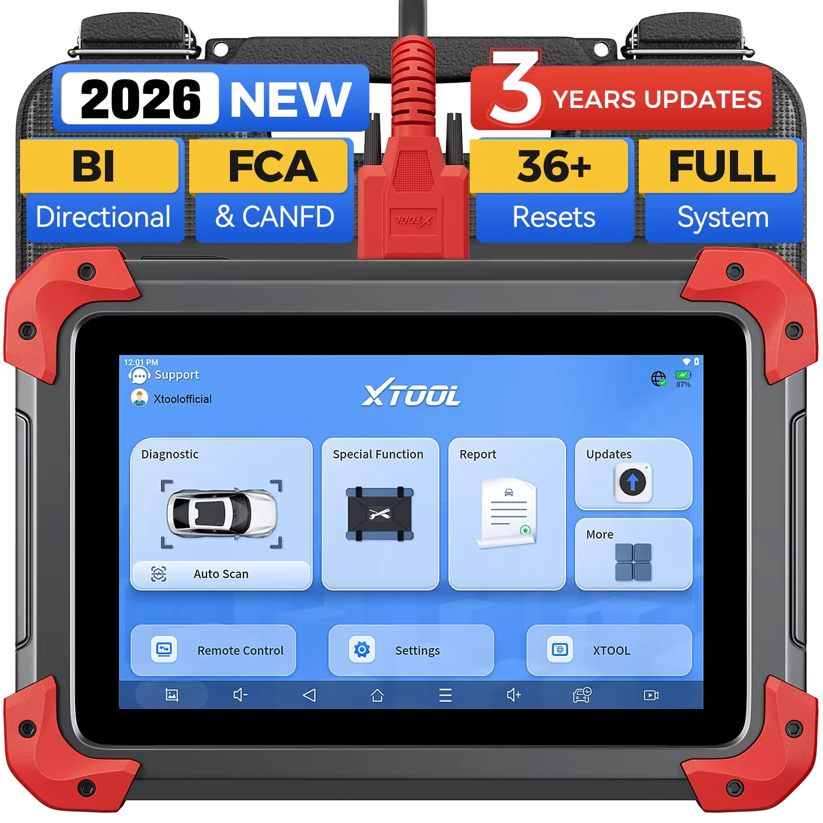 XTOOL D7 OBD2 Scanner Scanner automobile plus de 36 touches de réinitialisation programmation FCA CANFD/DoIP diagnostic de tous les systèmes codage ECU 3 ans de mise à jour