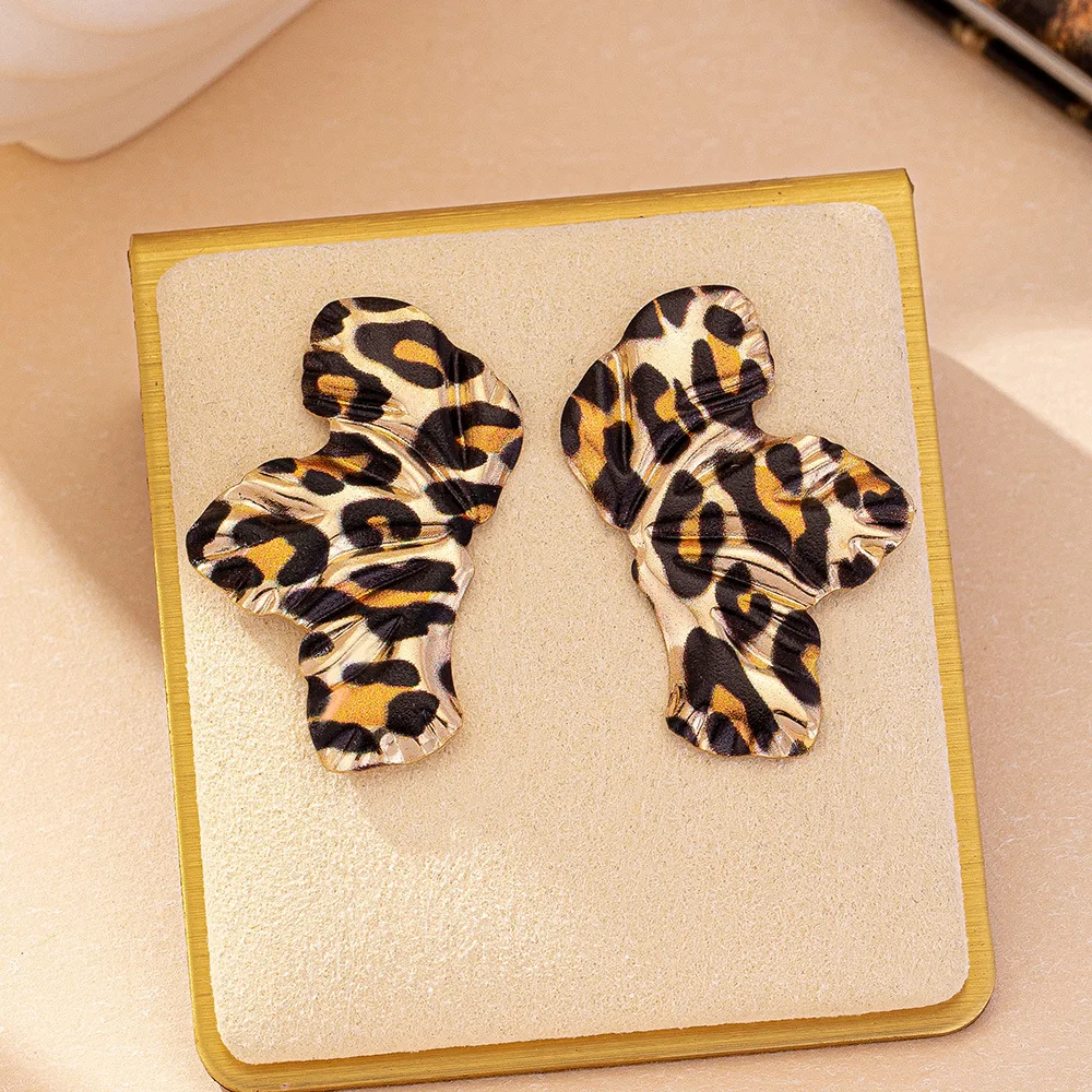 Stud Earrings For Women Leopard Print Flowers Geometric Ear Accessories Holiday Party Gift Fashion Jewelry AE179