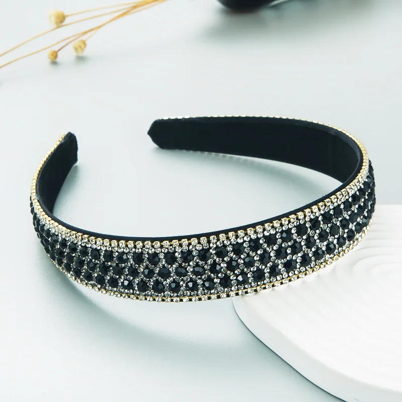 Advanced Colored Rhinestone Anti Slip Headband With Simple Wide Edge For Washing Face And Hair Accessories For Women