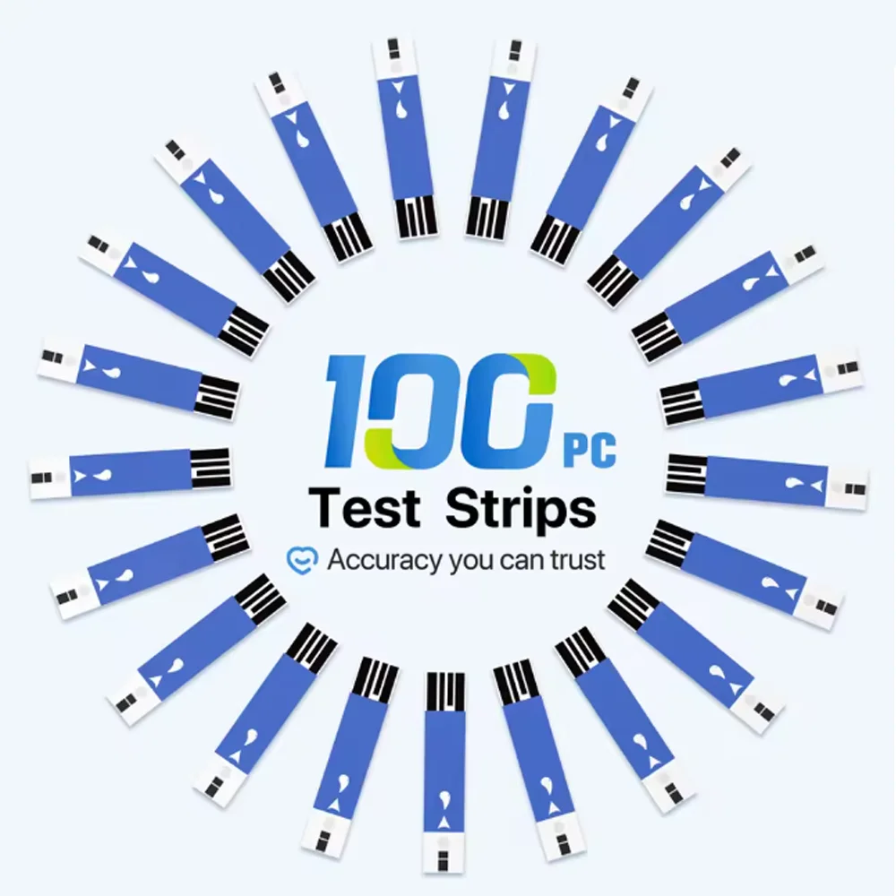 50/100/150/200 peças de Tiras de Teste de Glicose no Sangue e Lancetas para Testador de Diabetes, Medidor de Açúcar no Sangue, Kit de Glicômetro, Acessórios para Diabetes