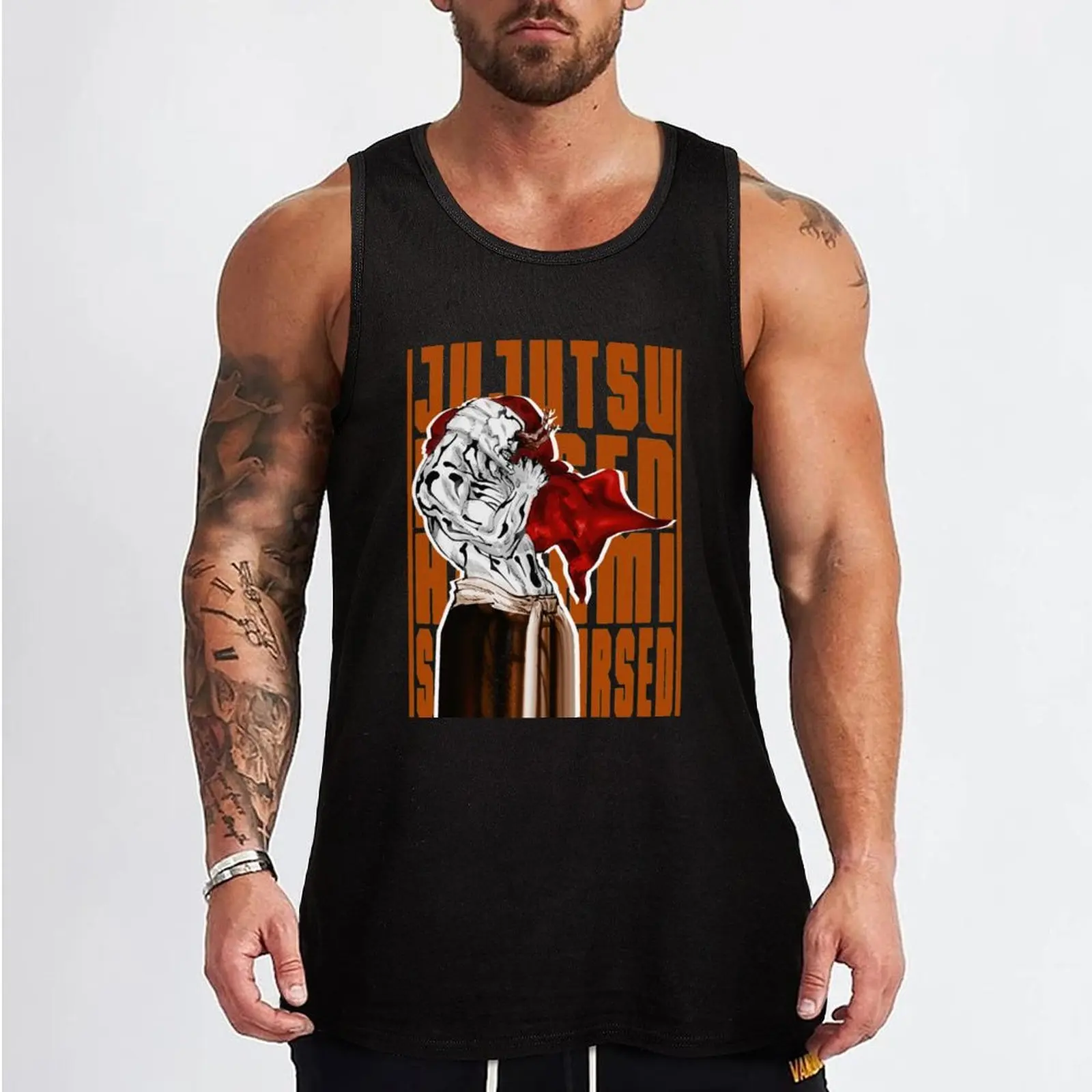 HANAMI II Insert Brown Colour Classic Tank Top Men's clothing brands Men's sleeveless gym shirts anime Sports clothing