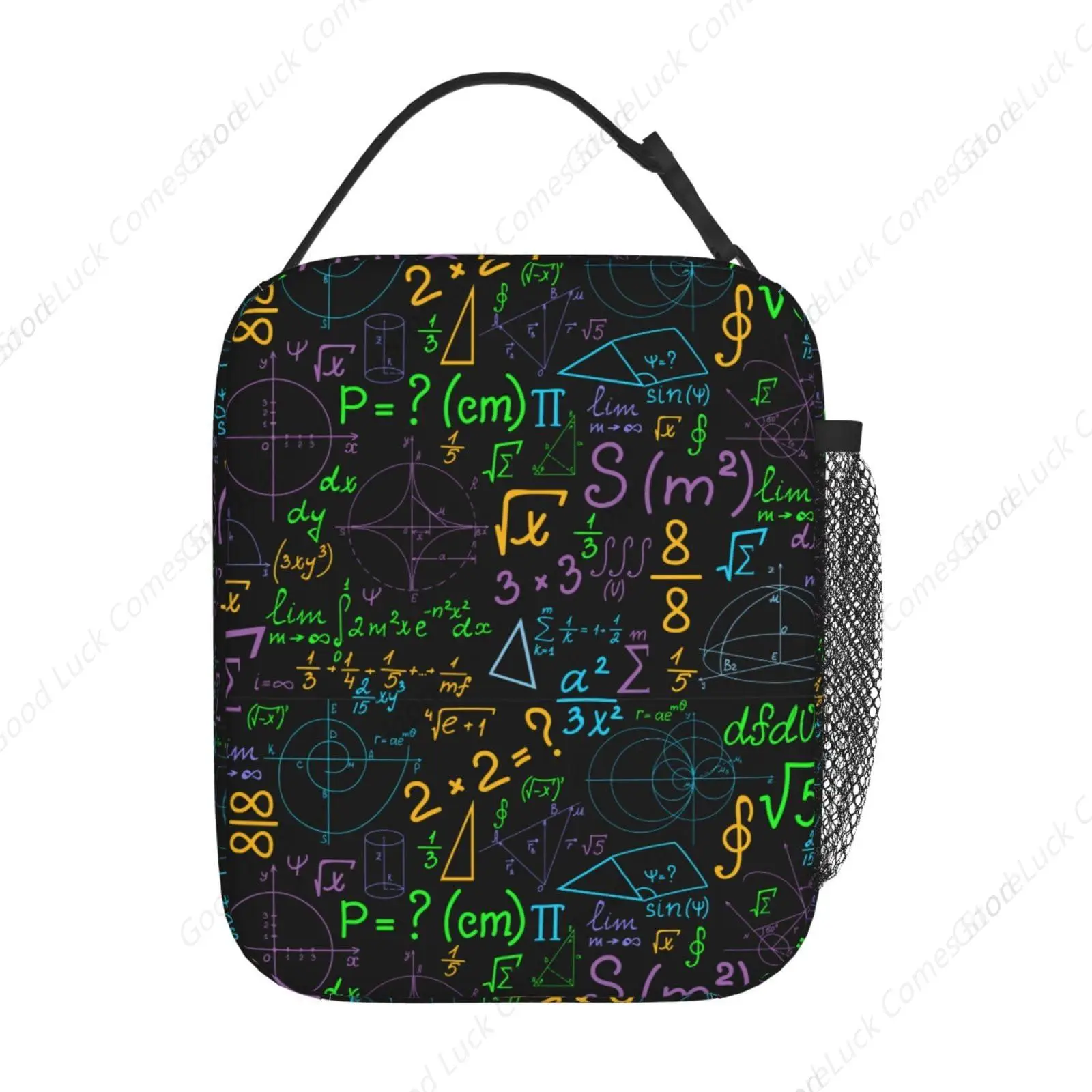 Math Colorful Geometrical Plots Formulas Calculations Reusable Lunch Box Food Bag Insulated Lunch Bag for Teenage Boys Girls