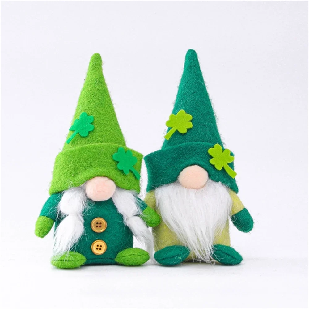 Plush St Patricks Day Gnome Doll Stuffed Doll Clover Leprechaun Plush Doll Green Elf Swedish Plush Gnomes Toy Girl Gift