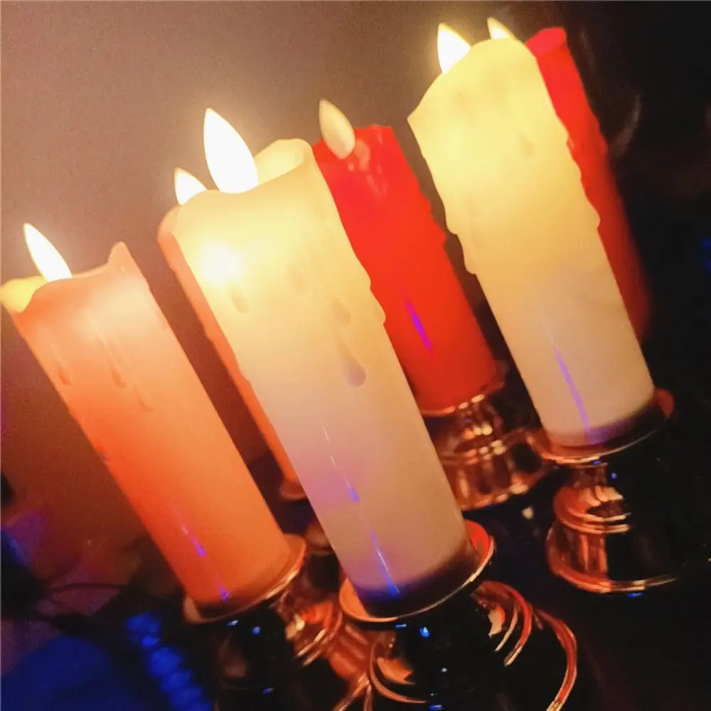 2Pcs Creative Electronic Candle Light Battery Operated Cordless Swing Flameless Candles Portable Decorative
