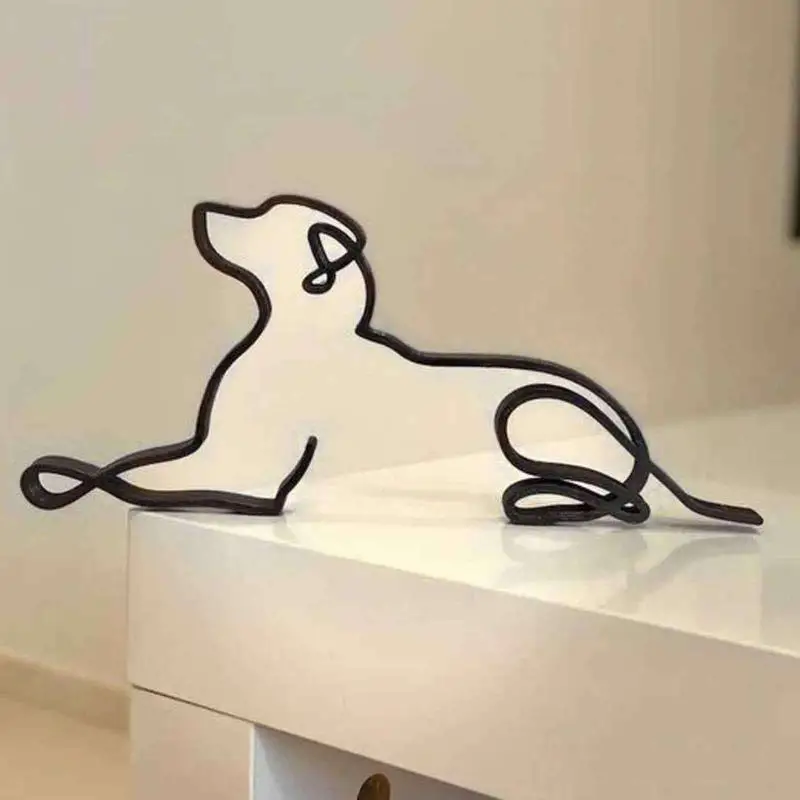 Cute Dog Ornaments Retro Art Iron Sculpture Minimalist Dog Art Sculpture Ornament Not Easy To Fade And Rust Home Decoration