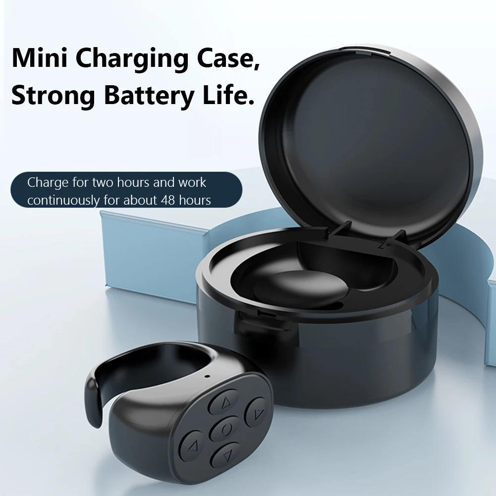 Smart Browsing Device Bluetooth-compatible 5.3 Ring Remote Control with Charging Compartment Fingertip Flipping for Mobile Phone